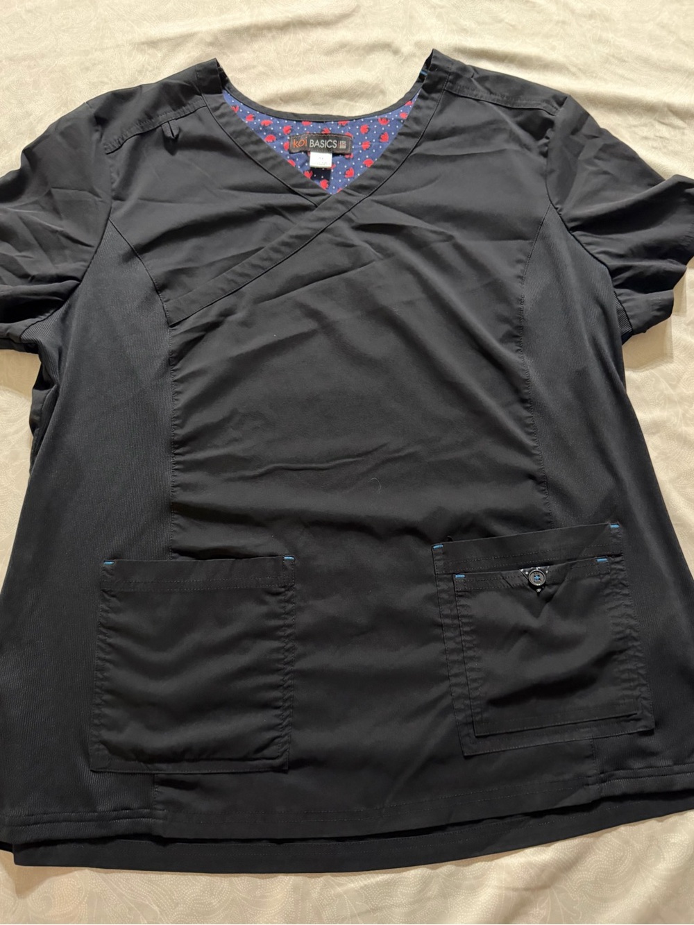 Koi Basics XL Black Stretch Mock Wrap Nurse Scrub Top